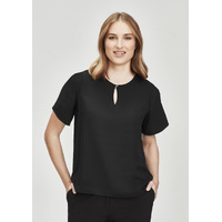 Biz Corporates Vienna Womens Short Sleeve Blouse Black Size 4