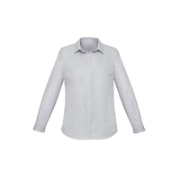 Biz Corporates Charlie Womens Long Sleeve Shirt Silver Chambray Size 4