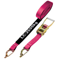 Linq 50mmx9m 2.5T Pink Ratchet Tie Down Captive J-Hook RTDJ509-P