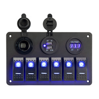 LIGHTFOX 6 Gang Switch Panel ON-OFF Toggle LED Rocker 12V 24V