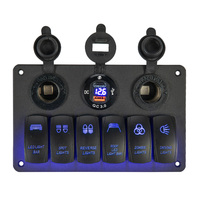 LIGHTFOX 6 Gang Rocker Switch Pane Voltmeter 12V 24V