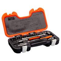 Bahco 1/4" Sq Dr Socket Set with Metric Hex Profile and Ratchet/Socket Drivers S290