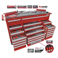 Sidchrome 523 Piece 20 Drawer Triple Bank Roll Cab Tool Kit Metric/AF SCMT10161