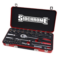 Sidchrome 58 Piece Hyper Colour Series 1/4" & 1/2" Drive Socket Set (Red) SCMT19754HR