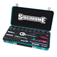 Sidchrome 58 Piece Hyper Colour Series 1/4" & 1/2" Drive Socket Set (Teal) SCMT19754HT