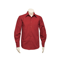 Mens Manhattan Long Sleeve Shirt Cherry/White Small