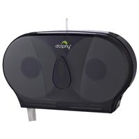 Twin Jumbo Toilet Roll Dispenser - Transparent Black