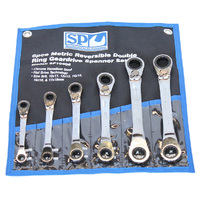SP Tools 6pc Metric Double Ring Gear Drive Spanner Set - 15&deg; Offset SP10406