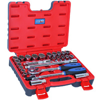 SP Tools 26pc 12pt Metric/SAE 1/2" Dr Socket Set in X-Case SP20306