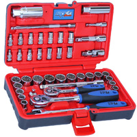 SP Tools 42pc 12pt Metric/SAE 1/4" Dr & 3/8" Dr Socket Set in X-Case SP20601