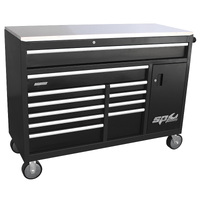 SP Tools 12 Drawer Sumo Series Roller Cabinet with Power Tool Cupboard and Power Board - Black SP40095