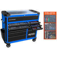 SP Tools 369 Piece Tech Series Roller Cabinet Tool Kit - Metric/SAE - Blue/Black Handle SP50765BLX