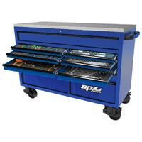 SP Tools USA Sumo Series Roller Cabinet Tool Kit 59" Metric/Sae 465 Piece Blue/Black Handles SP50805BL