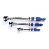 Warren & brown 3 pc swivel head ratchet set - durable 100 teeth gear drive in: 1/4”, 3/8”, 1/2” drive