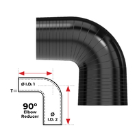 Redback Silicone Hose (2-1/2" in, 3" out) 90° Bend Reducer