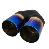 Y-Piece 3.5" Exhaust Tip - Titanium Blue Finish Double Wall Inline
