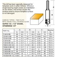 Carbitool 9.5mm Flush Trimming Bit with Double Bearing T8012BB