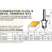 Carbitool 19mm Combination Flush & Bevel Trimming Bit T9122B