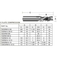 Carb-I-Tool 12.7mm 3 Flute Compression Bit T3SRM161/2