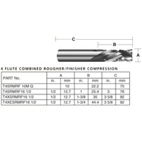 Carbitool 12.7mm 4 Flute Combo Rougher/Finisher Compression Bit T4XESRMRF161/2