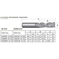 Carbitool 12.7mm 4 Flute Rougher Finisher Spiral Cutters T4XSRRF161/2