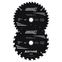 Austsaw 2 Piece 185mm 24T/40T Raiderx Timber Blade Set TBP1852024.40