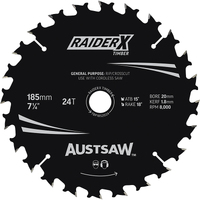 Austsaw 185mm 24T RaiderX Thin Kerf Timber Blade - 20 Bore TBP1852024