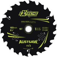 Austsaw 160mm 18T Extreme Wood with Nails Blade Thin Kerf - 20 Bore TBPP1602018