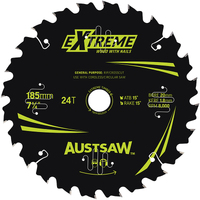 Austsaw 185mm 24T Extreme Wood with Nails Blade Thin Kerf - 20 Bore TBPP1852024