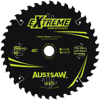 Austsaw 255mm 40T Extreme Wood with Nails Blade Thin Kerf - 30 Bore TBPP2553040