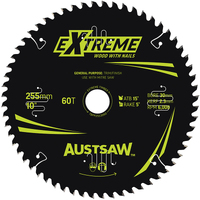 Austsaw 255mm 60T Extreme Wood with Nails Blade Thin Kerf - 30 Bore TBPP2553060