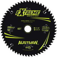 Austsaw 255mm 60T Extreme Wood with Nails Blade Thin Kerf - 30 Bore TBPP2553060