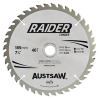 Austsaw 185mm 40T Thin Kerf Raider Timber Blade TBR1852040