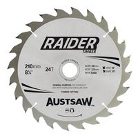 Austsaw 210mm 24T Thin Kerf Raider Timber Blade TBR2102524