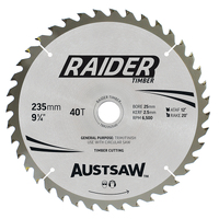 Austsaw 235mm 40T Thin Kerf Raider Timber Blade TBR2352540