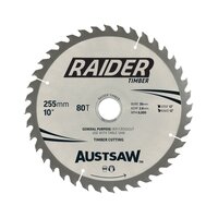 Austsaw 255mm 80T Thin Kerf Raider Timber Blade TBR2553080