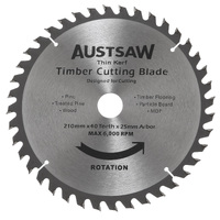 Austsaw 210mm 40T Thin Kerf Timber Blade - 25mm Bore TKB2102540
