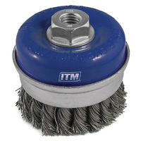 ITM Twist Knot Cup Brush Steel 100mm With Band M14x2mm Thread TM7001-100