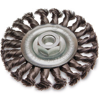 ITM Twist Knot Wheel Brush Stainless Steel 125mm 22.2mm Thread With 5/8" & 1/2" Adaptors TM7003-225