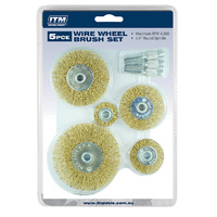 ITM 5 Piece Crimp Wire Wheel Brush Kit TM7016-008