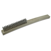 ITM Hand Brush Timber Handle Long 353mm 3 Row Stainless Steel TM7050-008