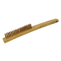 ITM Hand Brush Timber Handle Long 353mm 3 Row Brass TM7050-010