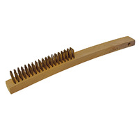 ITM Hand Brush Timber Handle Long 353mm 4 Row Brass TM7050-011