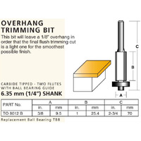 Carbitool 9.5mm Overhang Trimming Bit TO8012B