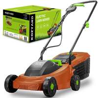 Kozyard 1300w electric lawn mower,2-in-1 grass box or mulch electric weeder,2-position height adjustment,cutting width 320mm, adjustable cutting heigh