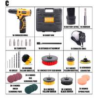 Masterspec 12v cordless drill driver screwdriver accessories w/drill brushDrill Kit w/ 15Pcs Drill Brush
