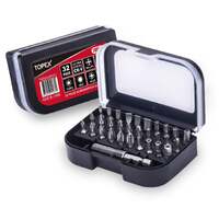 Topex 32-piece cr-v security screwdriver bit set with belt clip magnetic driver kit