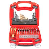 Topex 128 piece drill bit set hss titanium drill & screwdriver bit set with case