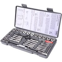 40 PCs Metric Tap and Die Set Screw Thread Drill Kit Pitch Gauge M3-M12