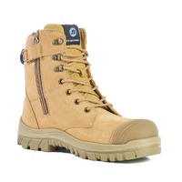 Bata Industrials Defender Wheat Nubuck Zip Lace Up 150mm Safety Boot Size AU/UK 5 (US 6)